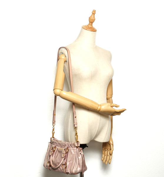 ミュウミュウ ピンク レザー ハンドバッグ ショルダーバッグ 2WAY レディース MIUMIU 中古