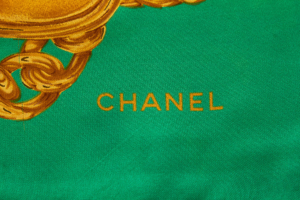 シャネル グリーン シルク スカーフ レディース CHANEL 中古