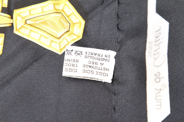 カルティエ ブラック アイボリー シルク スカーフ レディース CARTIER 中古