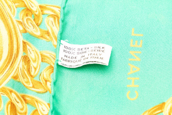 シャネル グリーン シルク スカーフ レディース CHANEL 中古