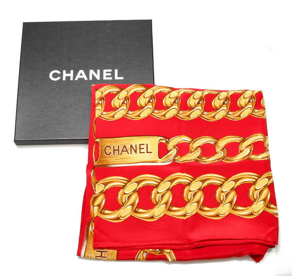 シャネル レッド スカーフ レディース CHANEL 中古