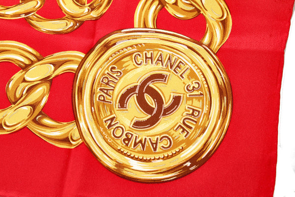 シャネル レッド スカーフ レディース CHANEL 中古