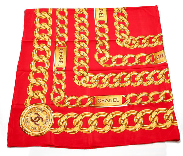 シャネル レッド スカーフ レディース CHANEL 中古