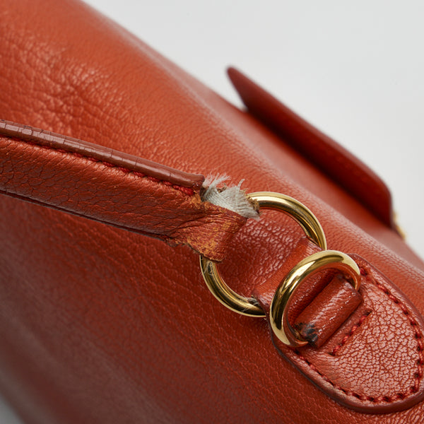 ミュウミュウ マドラス ビコローレ ハンドバッグ ショルダーバッグ 2WAY RN0726 オレンジ ゴールド レザー レディース MIUMIU 【中古】