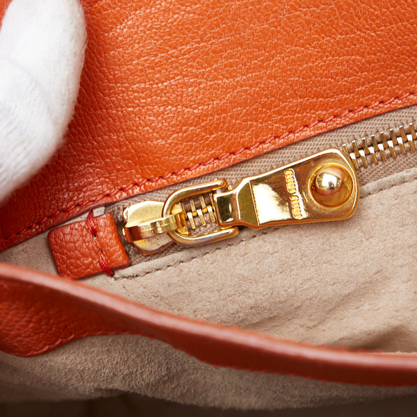 ミュウミュウ マドラス ビコローレ ハンドバッグ ショルダーバッグ 2WAY RN0726 オレンジ ゴールド レザー レディース MIUMIU 【中古】