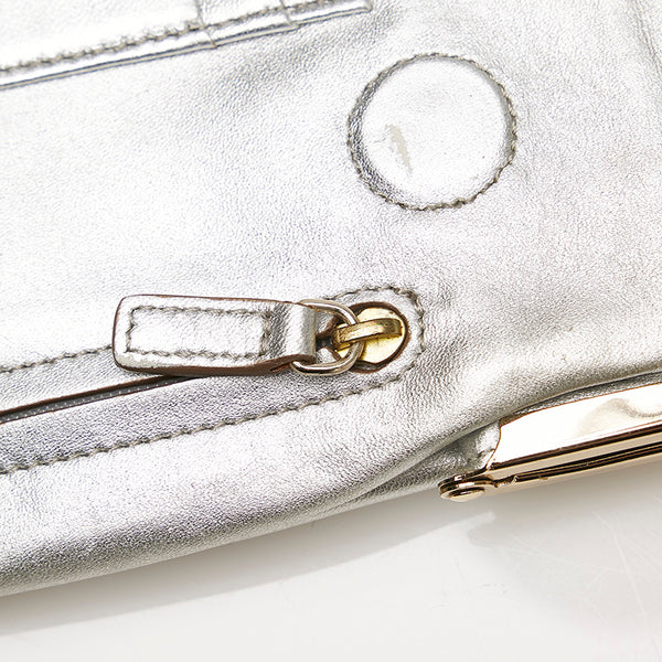 アニヤ ハインドマーチ ポーチ シルバー レザー レディース Anya Hindmarch 【中古】