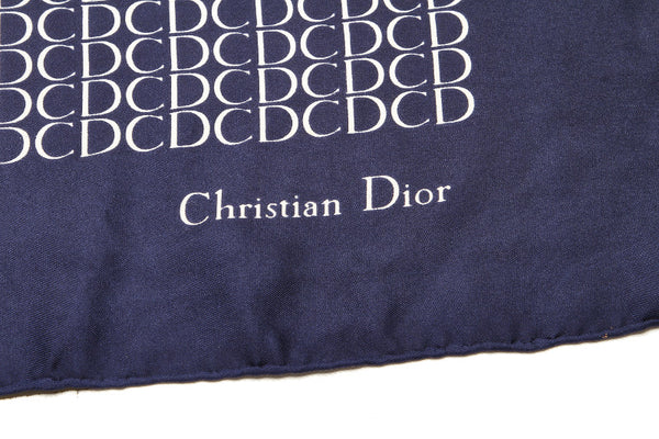 クリスチャンディオール ネイビー シルク スカーフ レディース Christian Dior 中古