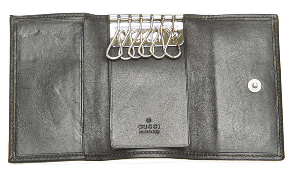 グッチ GGキャンバス 04564 グレー キャンバス レザー キーケース レディース GUCCI 中古