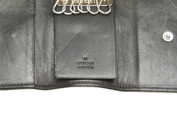 グッチ GGキャンバス 04564 グレー キャンバス レザー キーケース レディース GUCCI 中古