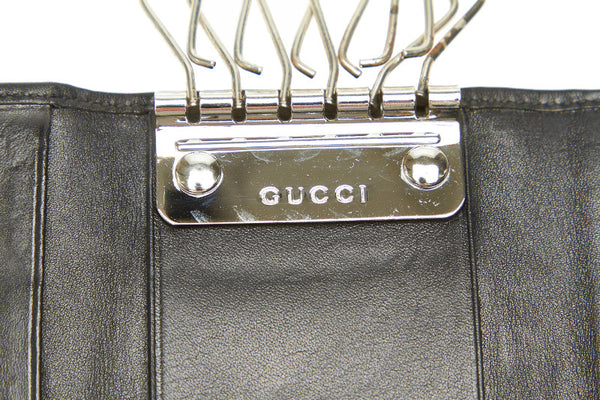 グッチ GGキャンバス 04564 グレー キャンバス レザー キーケース レディース GUCCI 中古