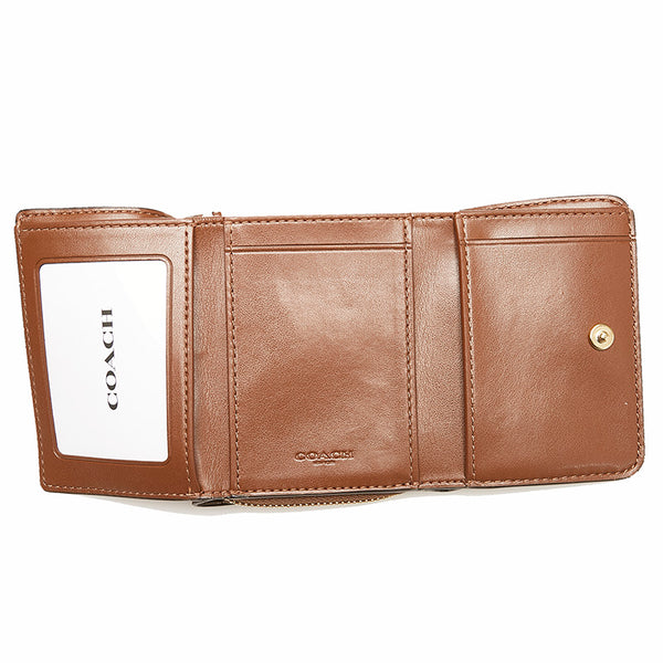 コーチ シグネチャー 二つ折り財布 ブラウン ベージュ PVC レザー レディース COACH 【中古】