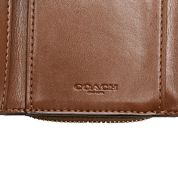 コーチ シグネチャー 三つ折り財布 ブラウン ベージュ PVC レザー レディース COACH 【中古】