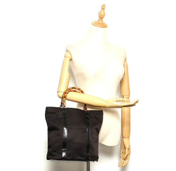 グッチ バンブー 000.1998 ブラック ナイロン トートバッグ レディース GUCCI 中古