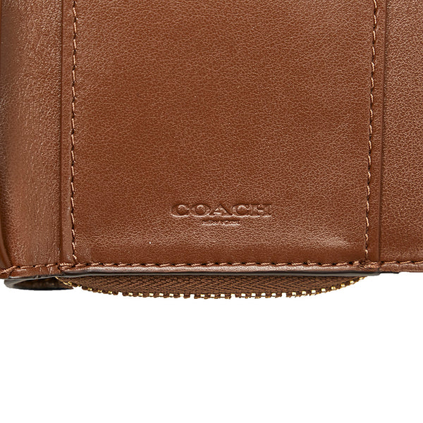 コーチ シグネチャー 三つ折り財布 ブラウン ベージュ PVC レザー レディース COACH 【中古】