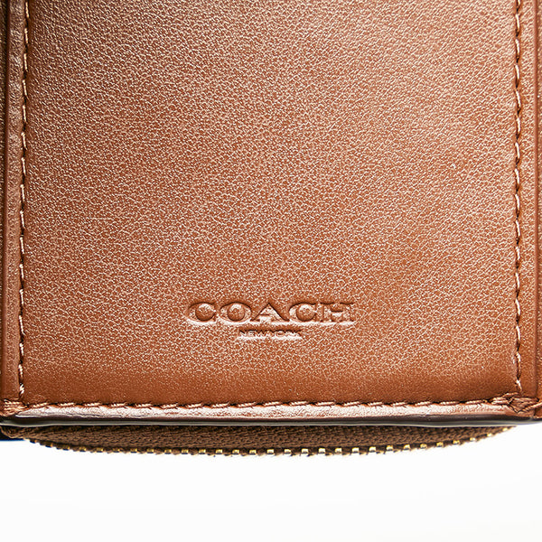 コーチ シグネチャー 三つ折り財布 ブラウン ベージュ PVC レザー レディース COACH 【中古】