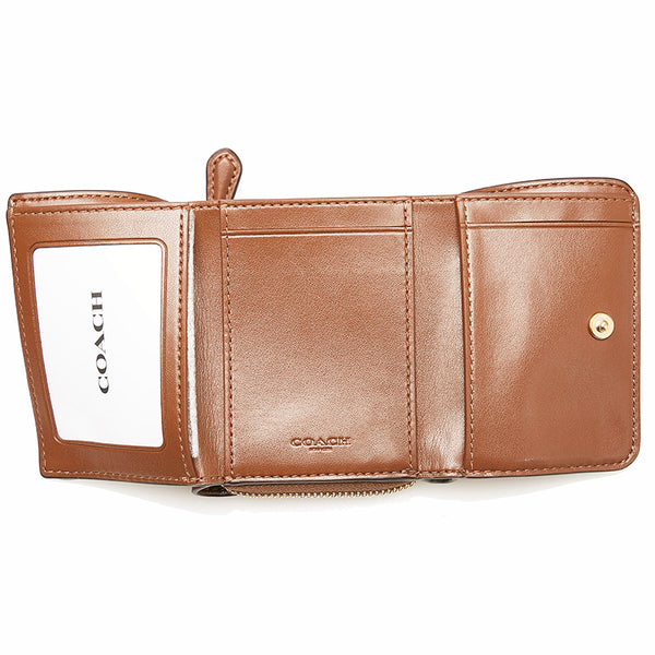 コーチ シグネチャー 三つ折り財布 ブラウン ベージュ PVC レザー レディース COACH 【中古】