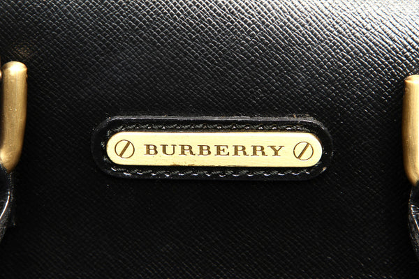 バーバリー ブラック レザー ボストンバッグ レディース BURBERRY 中古