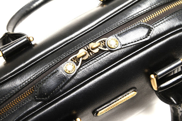 バーバリー ブラック レザー ボストンバッグ レディース BURBERRY 中古