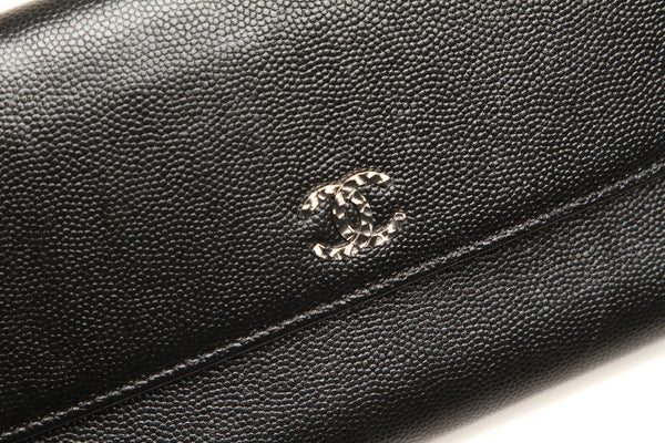 シャネル ココマーク ブラック レザー 長財布 レディース CHANEL 中古