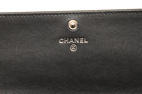 シャネル ココマーク ブラック レザー 長財布 レディース CHANEL 中古