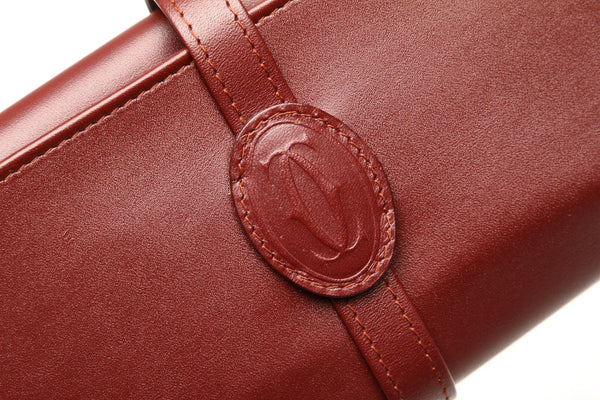 カルティエ マスト ボルドー レザー 長財布 ユニセックス CARTIER 中古