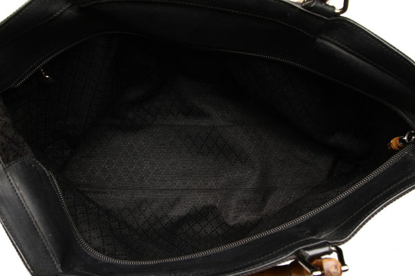 グッチ バンブー 002・1364・0439 ブラック キャンバス レザー ハンドバッグ ショルダーバッグ 2WAY レディース GUCCI 中古