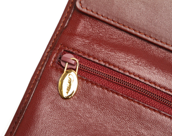 カルティエ マスト ボルドー レザー 長財布 ユニセックス CARTIER 中古