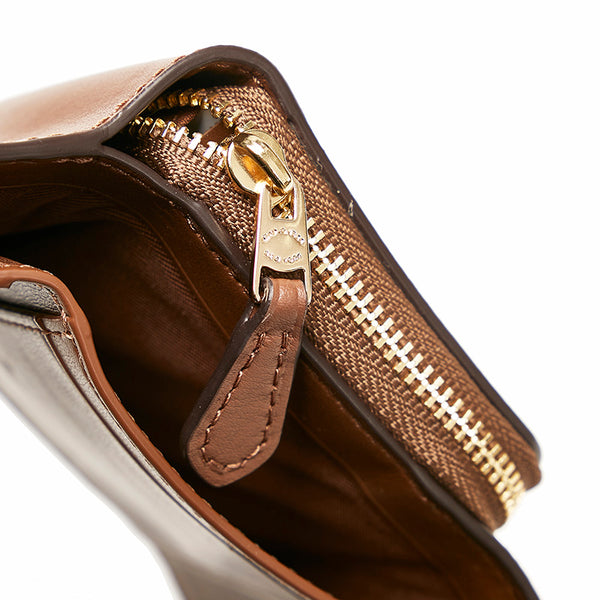 コーチ シグネチャー 三つ折り財布 ブラウン ベージュ PVC レザー レディース COACH 【中古】