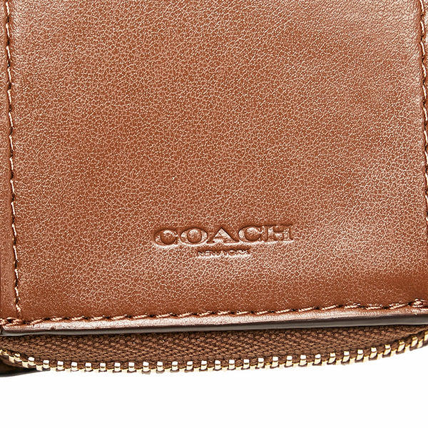 コーチ シグネチャー 三つ折り財布 ブラウン ベージュ PVC レザー レディース COACH 【中古】