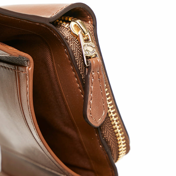 コーチ シグネチャー 三つ折り財布 ブラウン ベージュ PVC レザー レディース COACH 【中古】