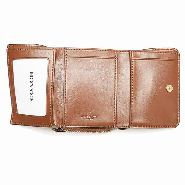 コーチ シグネチャー 三つ折り財布 ブラウン ベージュ PVC レザー レディース COACH 【中古】