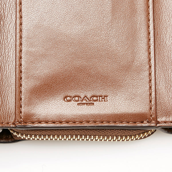 コーチ シグネチャー 三つ折り財布 ブラウン ベージュ PVC レザー レディース COACH 【中古】