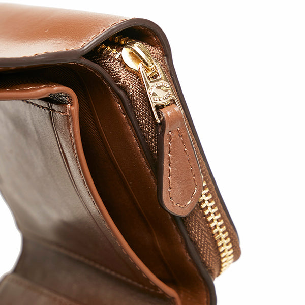 コーチ シグネチャー 三つ折り財布 ブラウン ベージュ PVC レザー レディース COACH 【中古】