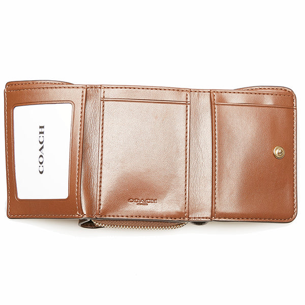 コーチ シグネチャー 三つ折り財布 ブラウン ベージュ PVC レザー レディース COACH 【中古】