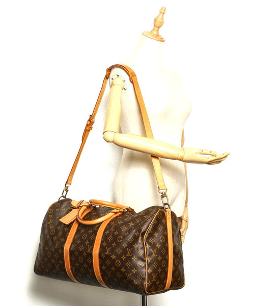 ルイ ヴィトン モノグラム キーポル50 バンドリエール M41416 ブラウン PVC レザー ボストンバッグ ユニセックス LOUIS VUITTON 中古