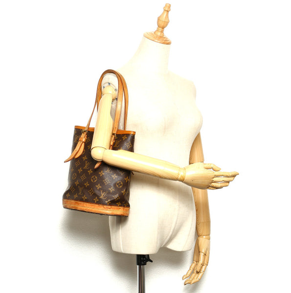 ルイ ヴィトン モノグラム バケットPM M42238 ブラウン PVC レザー トートバッグ レディース LOUIS VUITTON 中古