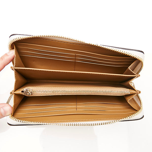 コーチ ラウンドファスナー 長財布 ホワイト レザー レディース COACH 【中古】