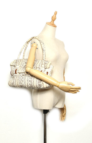 サルヴァトーレフェラガモ DY-21 A135 アイボリー ブラウン 型押しパイソン ショルダーバッグ レディース Salvatore Ferragamo 中古