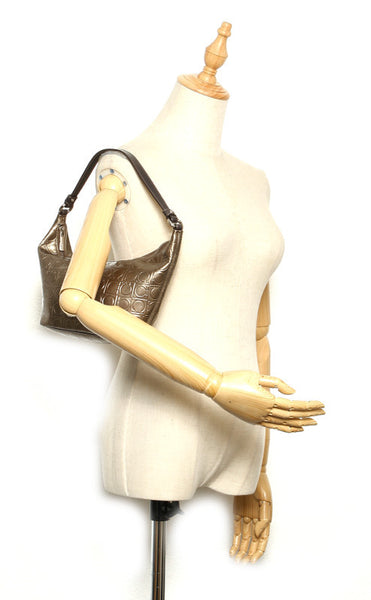 サルヴァトーレフェラガモ ガンチーニ AU-22 A831 ゴールド エナメル レザー ハンドバッグ レディース Salvatore Ferragamo 中古