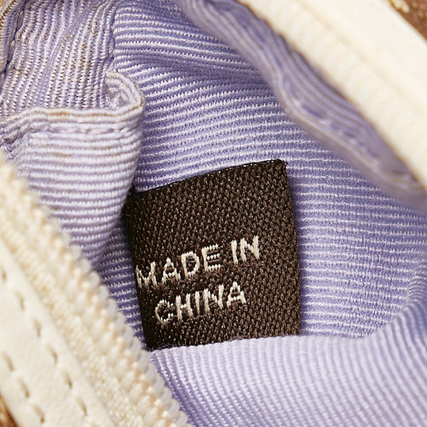 コーチ シグネチャー ポーチ ベージュ キャンバス レディース COACH 【中古】