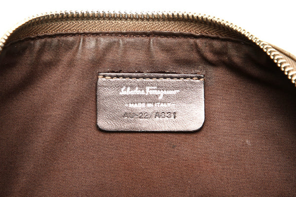 サルヴァトーレフェラガモ ガンチーニ AU-22 A831 ゴールド エナメル レザー ハンドバッグ レディース Salvatore Ferragamo 中古