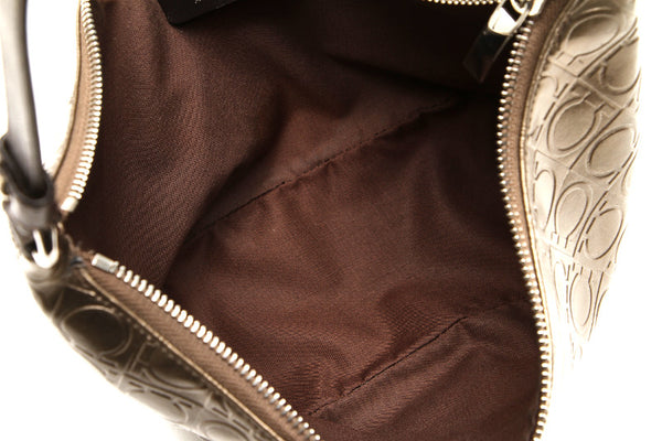 サルヴァトーレフェラガモ ガンチーニ AU-22 A831 ゴールド エナメル レザー ハンドバッグ レディース Salvatore Ferragamo 中古