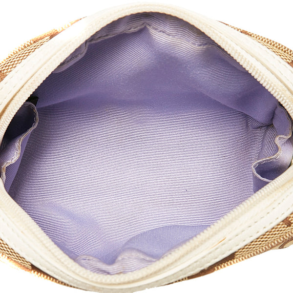 コーチ シグネチャー ポーチ ベージュ キャンバス レディース COACH 【中古】