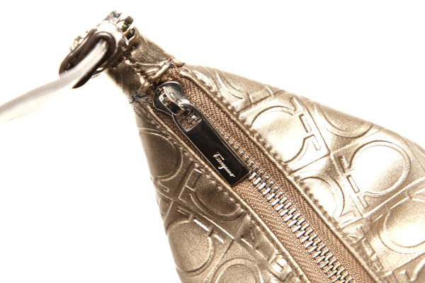 サルヴァトーレフェラガモ ガンチーニ AU-22 A831 ゴールド エナメル レザー ハンドバッグ レディース Salvatore Ferragamo 中古