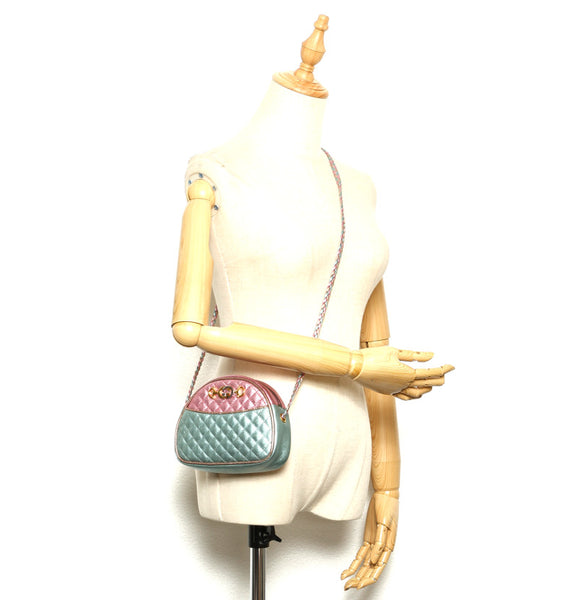 グッチ ホースビット 534951 534563 メタリックピンク メタリックグリーン レザー ショルダーバッグ レディース GUCCI 中古