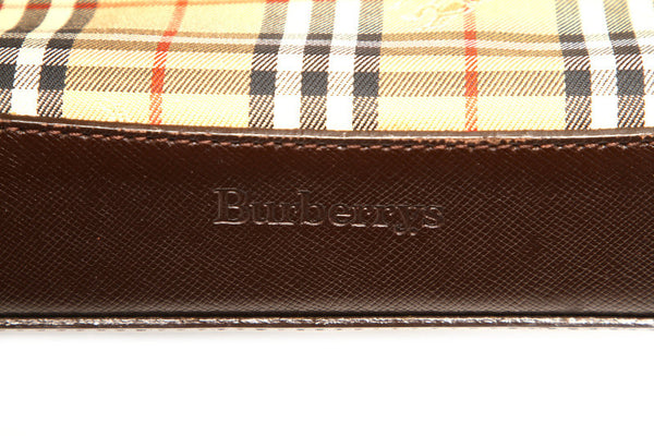 バーバリー ノバチェック ベージュ ブラウン キャンバス レザー 肩掛け ショルダーバッグ レディース BURBERRY 中古