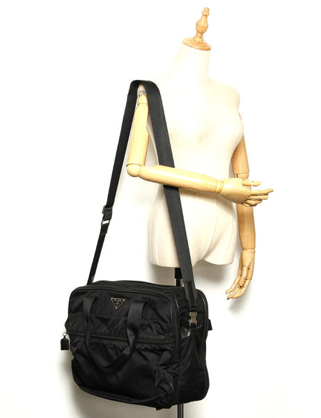 プラダ ブラック ナイロン レザー ビジネスバッグ メンズ PRADA 中古