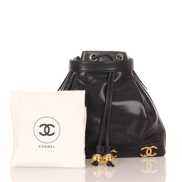 シャネル トリプルココ ブラック ゴールド キャビアスキン メッキ ショルダーバッグ レディース CHANEL 【中古】