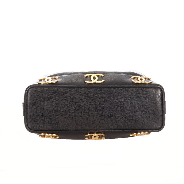 シャネル トリプルココ ブラック ゴールド キャビアスキン メッキ ショルダーバッグ レディース CHANEL 【中古】