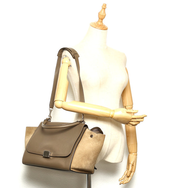 セリーヌ グレー レザー ハンドバッグ レディース CELINE 中古